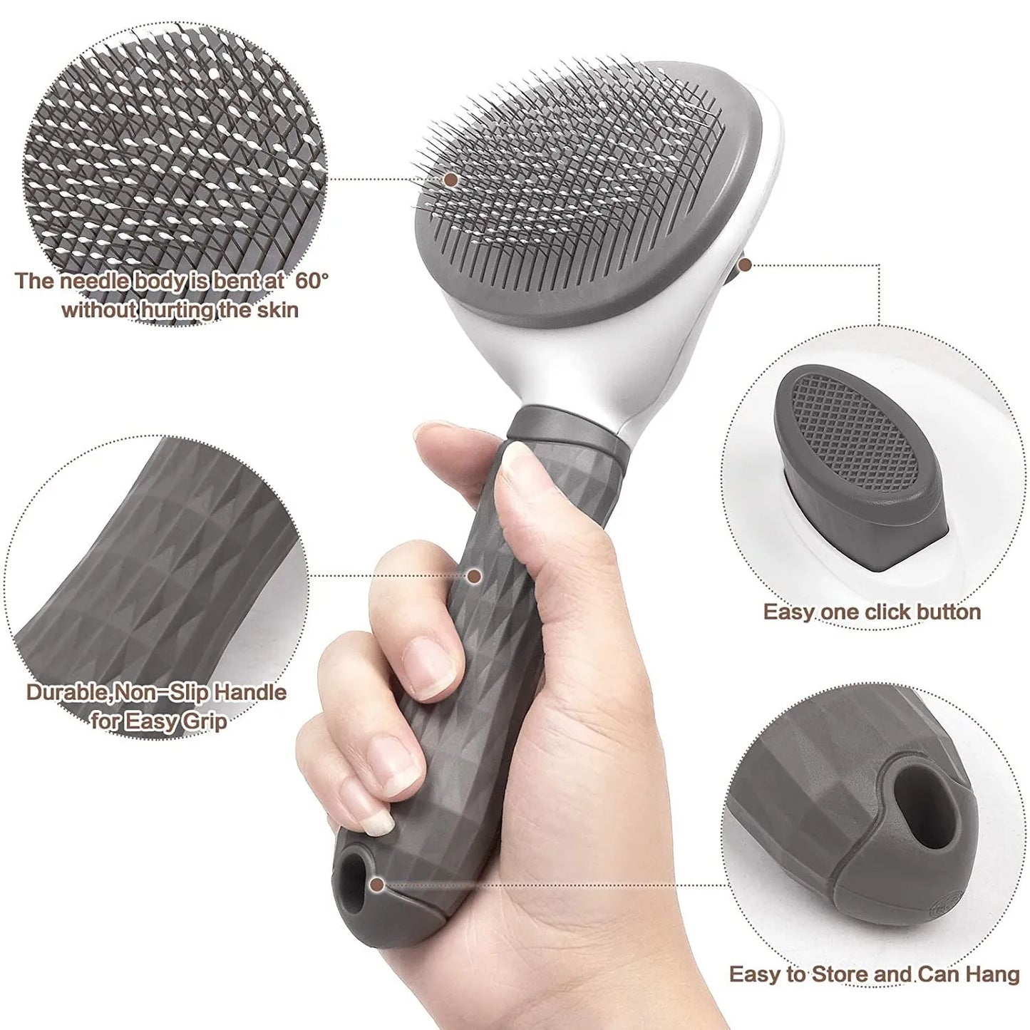 EasyGroom : Brosse autonettoyante pour animaux de compagnie pour chats et chiens