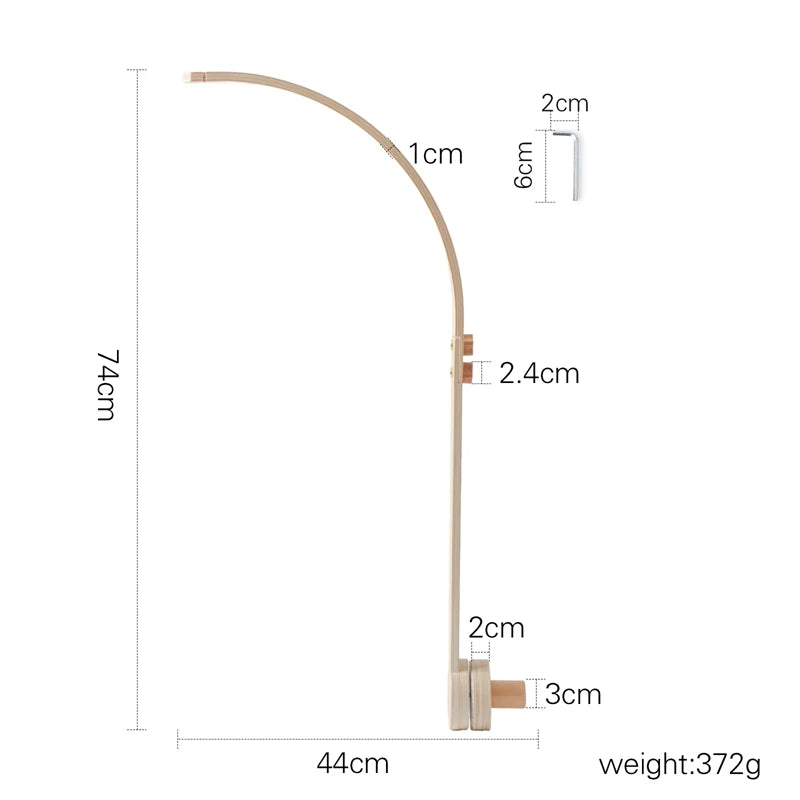 Baby Crib Mobile with Music Box – Wooden Hanging Plush Toy Bell for Newborns