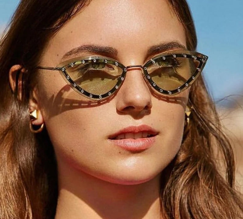 Cat Eye Sunglasses With Strass