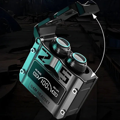 Futuristic M25 Bluetooth Earphones – Gaming LED Charging Case