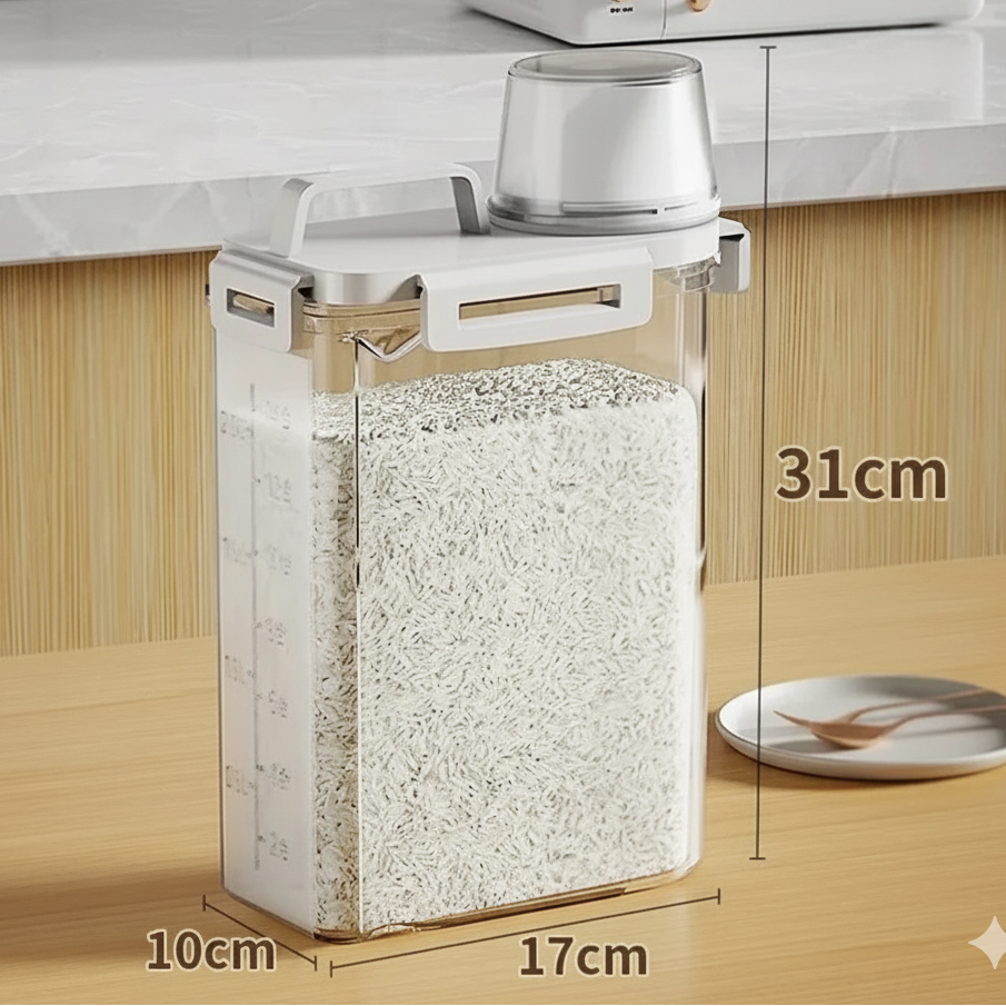 Grain Storage Container with Lid and Measuring Cup