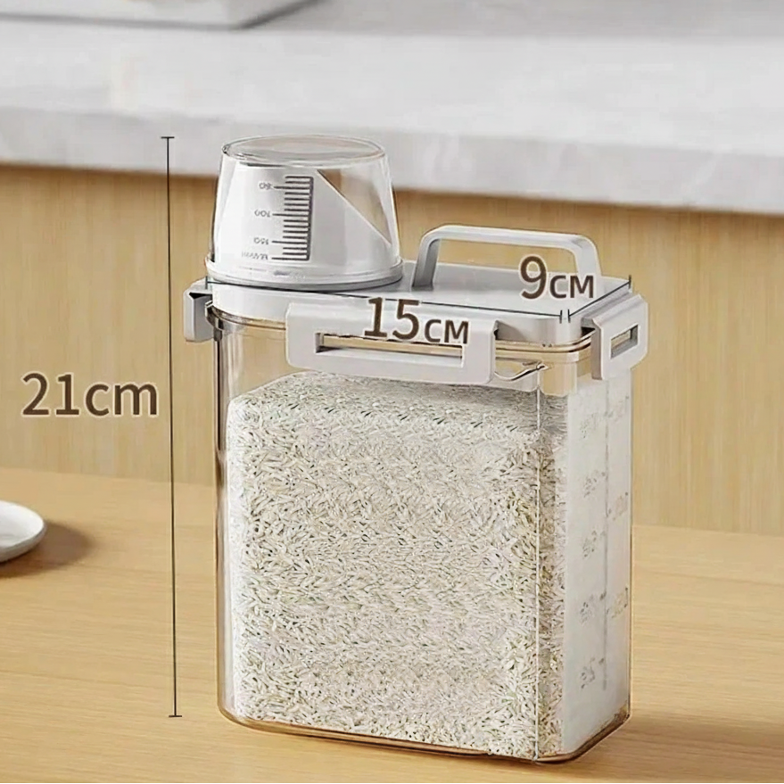 Grain Storage Container with Lid and Measuring Cup
