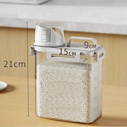 Grain Storage Container with Lid and Measuring Cup