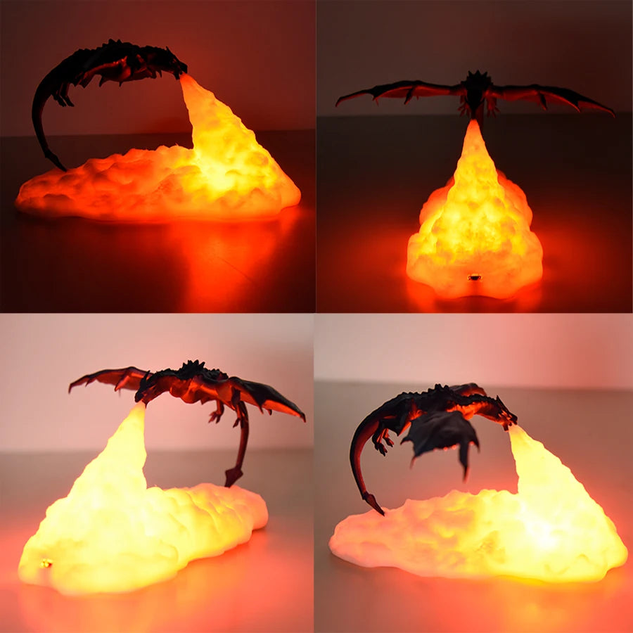 3D Dragon Fire LED Lamp USB Rechargeable Light
