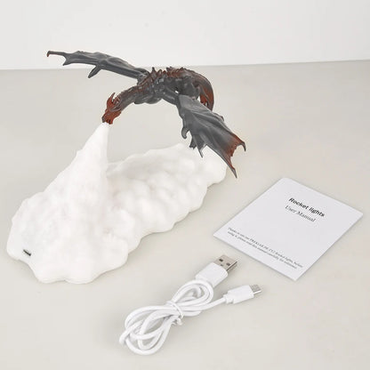 3D Dragon Fire LED Lamp USB Rechargeable Light