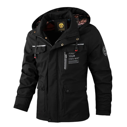 Men’s Waterproof Winter Jacket with Hood and Warm Lining