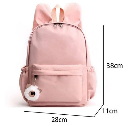 Stitch & Hop: Adorable Bunny-Eared Backpack for Teens and Students