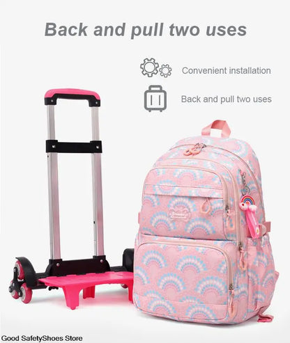 All-Terrain School Companion: Waterproof Rolling Backpack for Girls