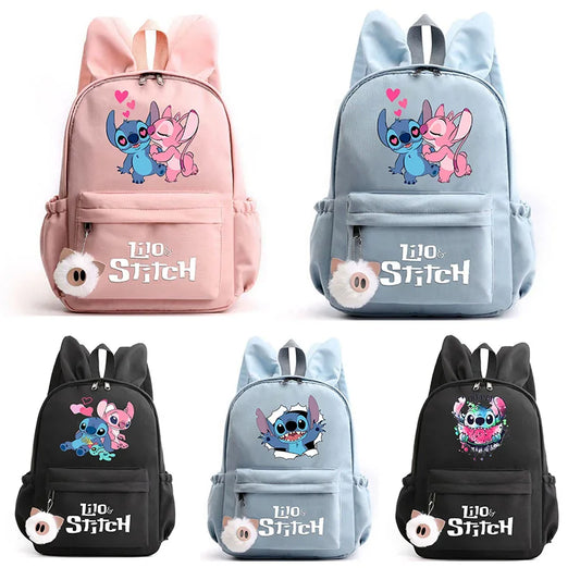 Stitch & Hop: Adorable Bunny-Eared Backpack for Teens and Students