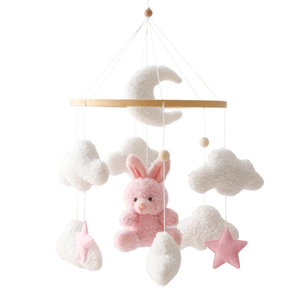 Baby Crib Mobile with Music Box – Wooden Hanging Plush Toy Bell for Newborns