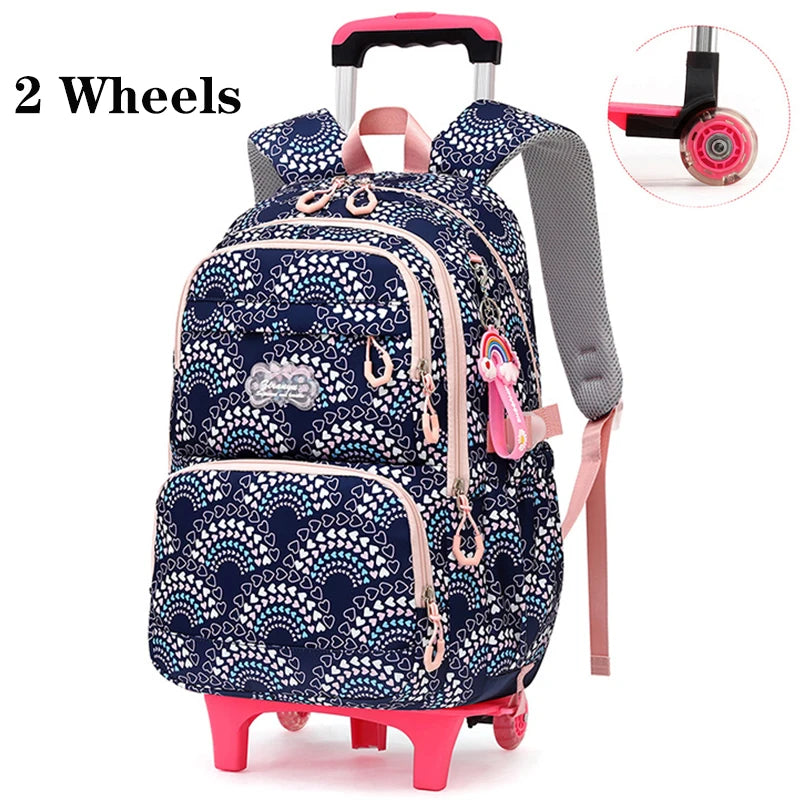 All-Terrain School Companion: Waterproof Rolling Backpack for Girls