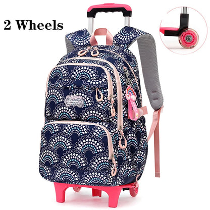 All-Terrain School Companion: Waterproof Rolling Backpack for Girls