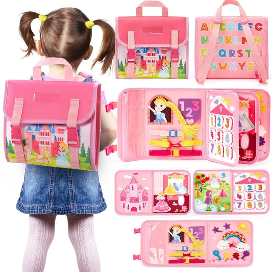 Montessori Busy Board Backpack for Kids Learning