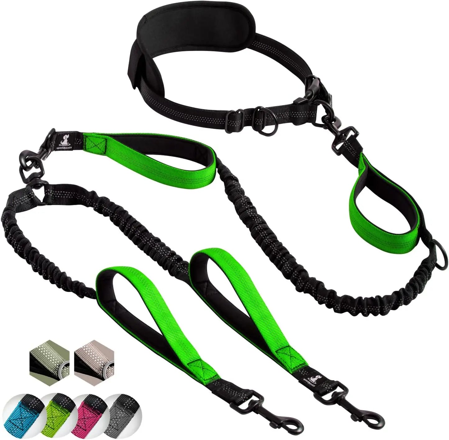 Hands-Free Double Dog Leash – Reflective Adjustable Belt
