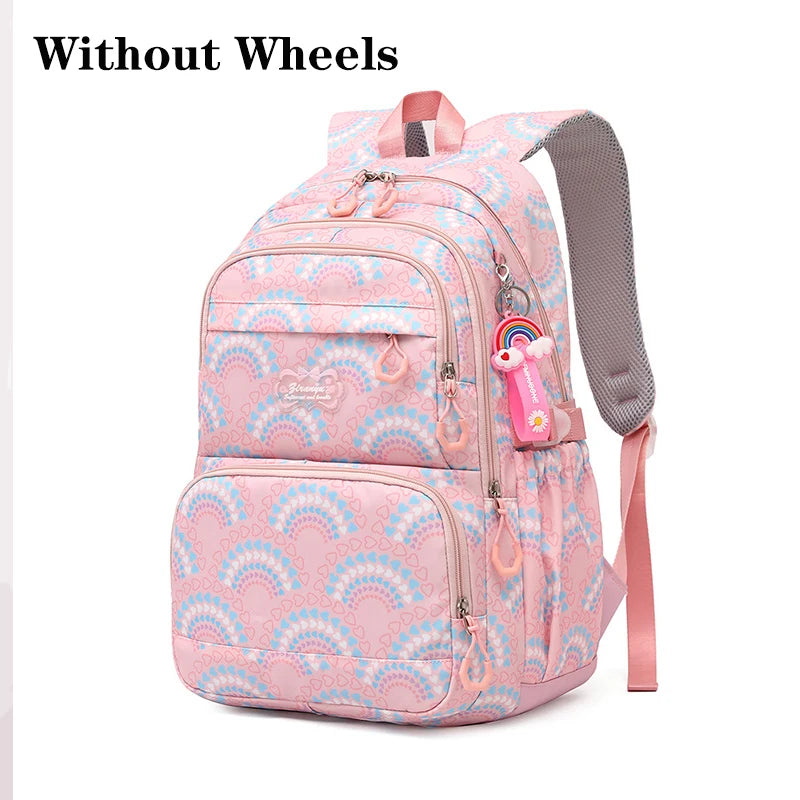 All-Terrain School Companion: Waterproof Rolling Backpack for Girls