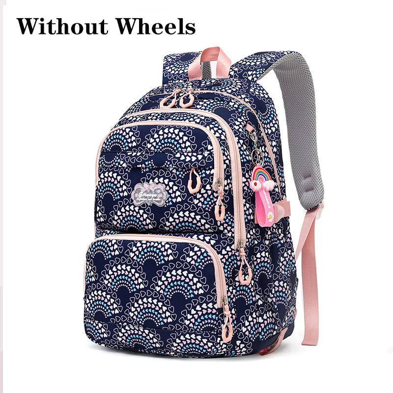 All-Terrain School Companion: Waterproof Rolling Backpack for Girls