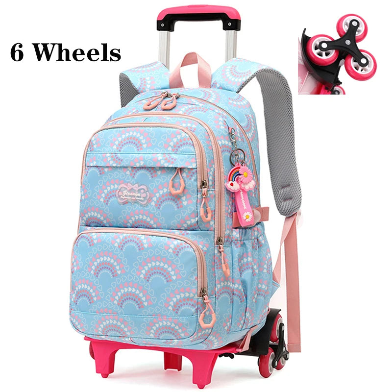 All-Terrain School Companion: Waterproof Rolling Backpack for Girls