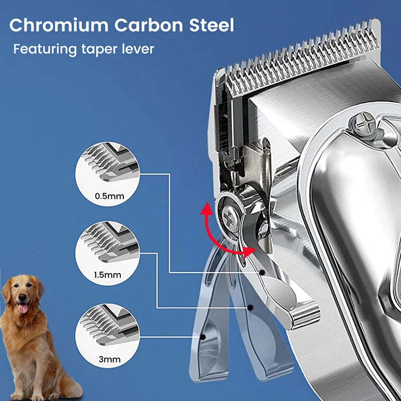 P2 - Professional Dog Hair Clipper All Metal Rechargeable Pet Trimmer Cat Shaver Cutting Machine Puppy Grooming Haircut Low Noice