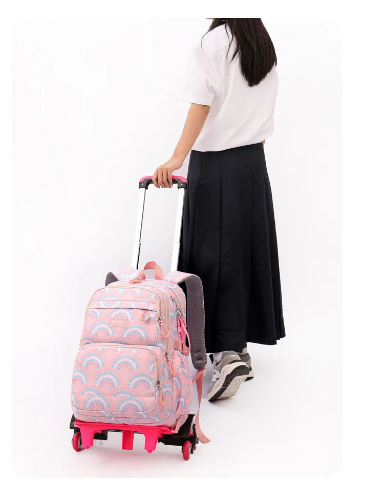 All-Terrain School Companion: Waterproof Rolling Backpack for Girls