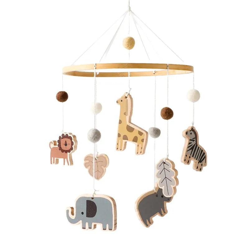 Baby Crib Mobile with Music Box – Wooden Hanging Plush Toy Bell for Newborns
