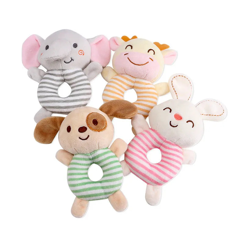 Soft Cartoon Animal Handheld Plush Rattle for Infants