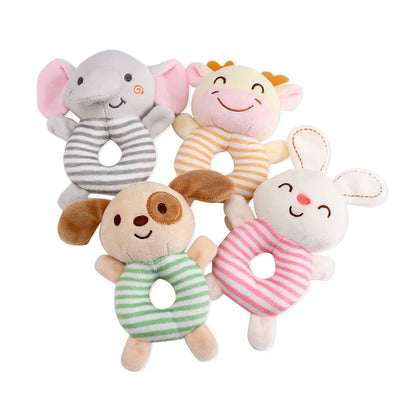 Soft Cartoon Animal Handheld Plush Rattle for Infants