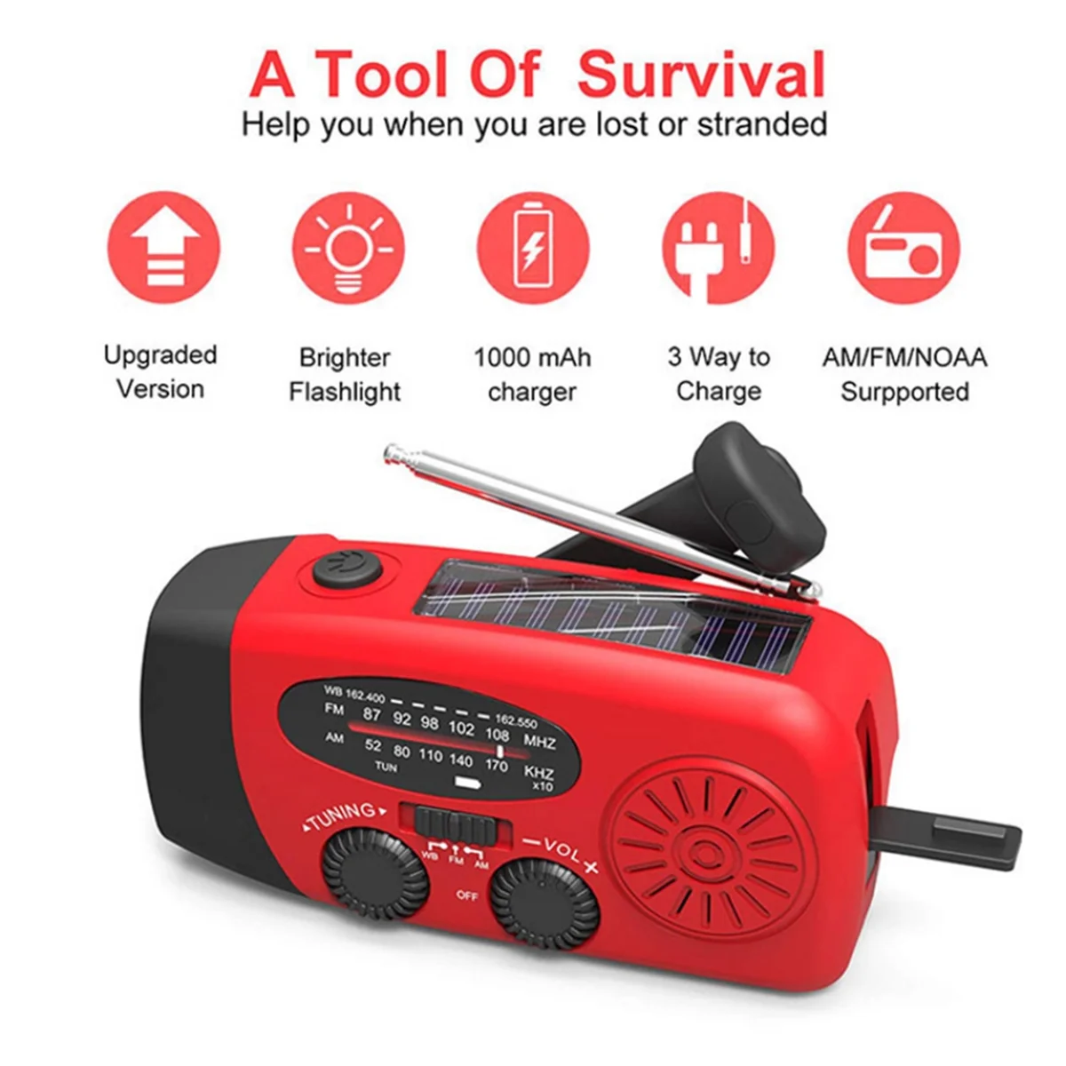 Multifunctional Emergency Radio – LED Light and Power Bank