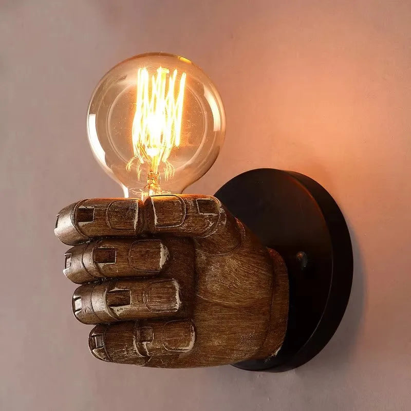 Vintage Hand Wall Light – Unique Resin Lamp for Home Decor