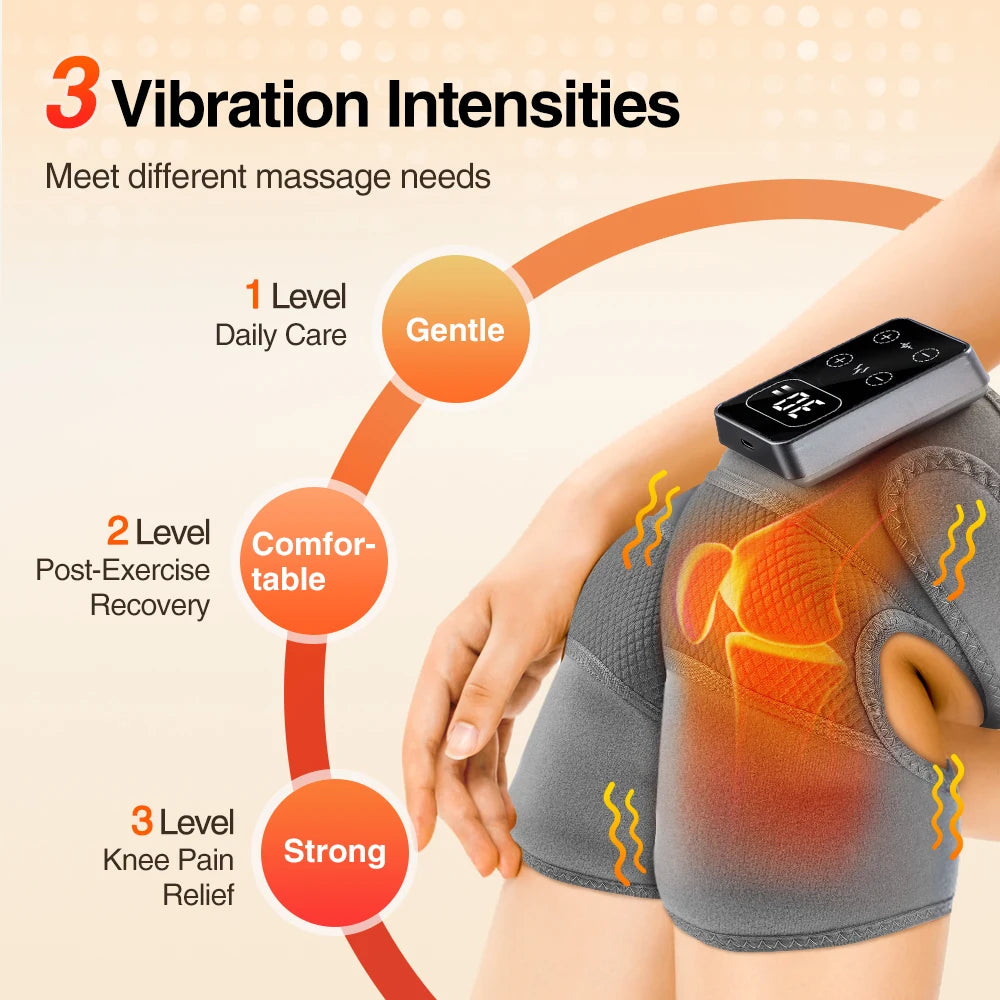 Electric Heated Knee Massager – Vibration Pain Relief Pad