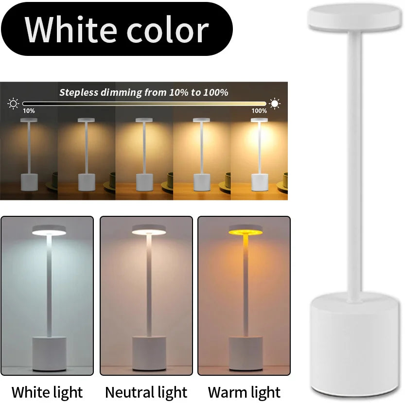 USB Rechargeable Touch Table Lamp with 3 Light Modes