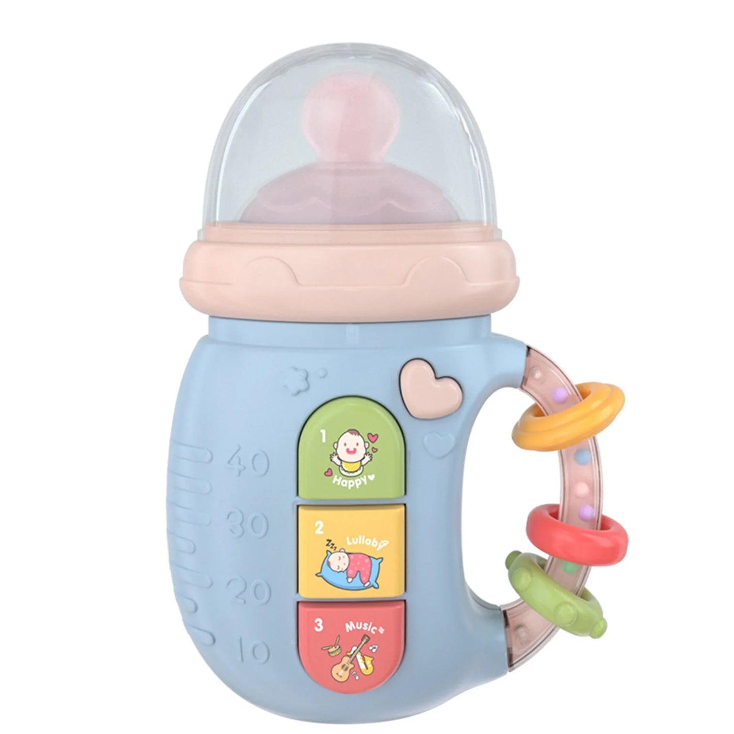 Silicone Baby Feeding Bottle Toy – Educational Rattle with Music & Light for Infants