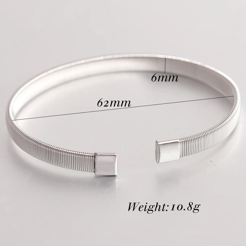 ElegantMesh: Contemporary C-Shaped Mesh Bangle in Stainless Steel