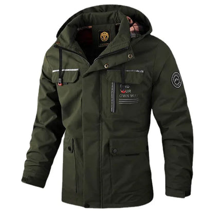 Men’s Waterproof Winter Jacket with Hood and Warm Lining