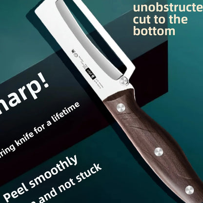 Stainless Steel Peeler Knife with Wooden Handle