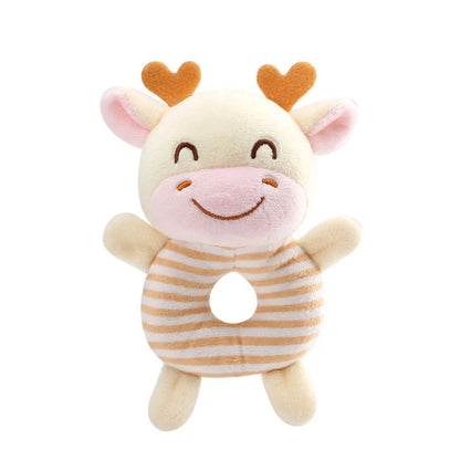 Soft Cartoon Animal Handheld Plush Rattle for Infants