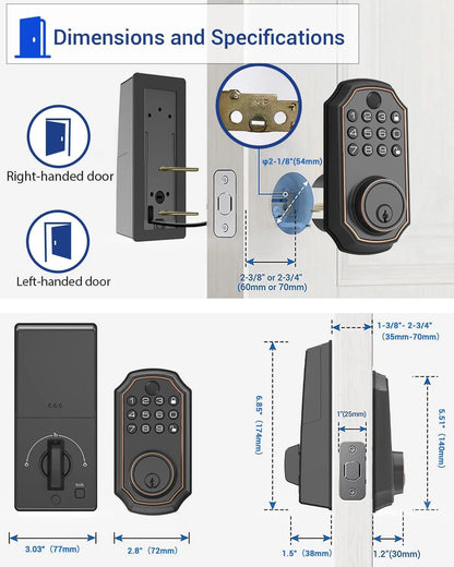 Tuya Smart Door Lock – Fingerprint & Keypad Deadbolt