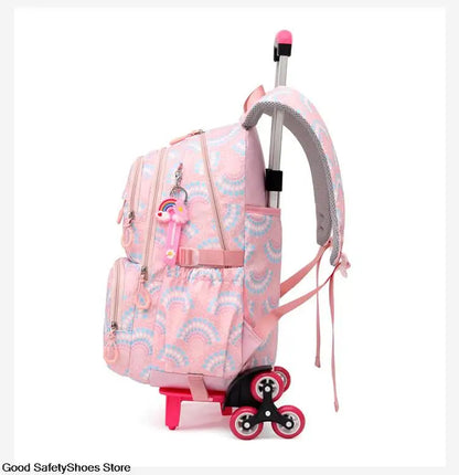 Compagnon d'école tout-terrain : sac à dos à roulettes imperméable pour filles