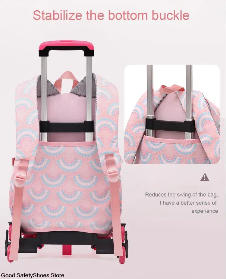 Compagnon d'école tout-terrain : sac à dos à roulettes imperméable pour filles