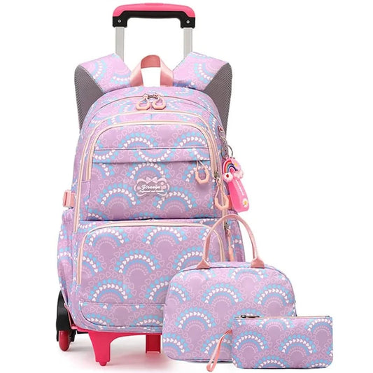 All-Terrain School Companion: Waterproof Rolling Backpack for Girls