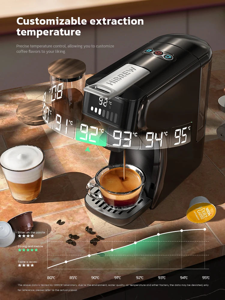 HiBREW-Cafetera de cápsulas 6 en 1, Café expreso múltiple caliente/frío, Cafetera capuchino, Dolce Gusto Nespresso en polvo H1B