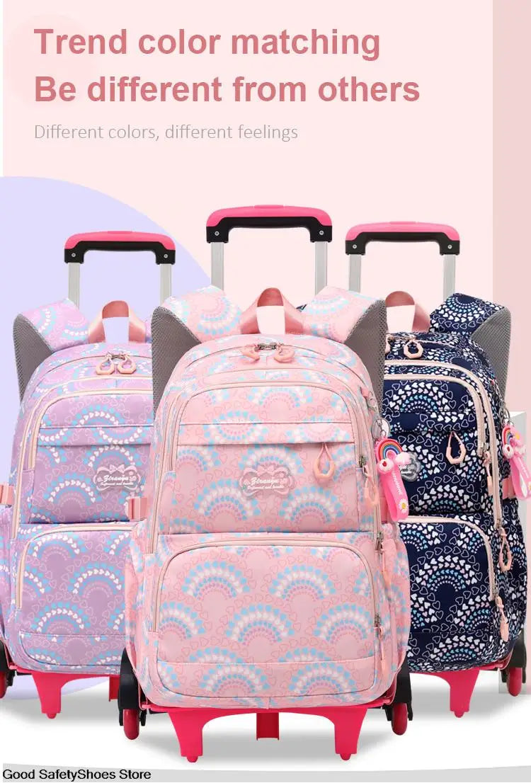 All-Terrain School Companion: Waterproof Rolling Backpack for Girls