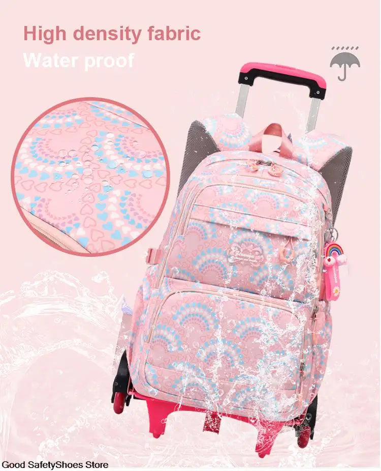 All-Terrain School Companion: Waterproof Rolling Backpack for Girls