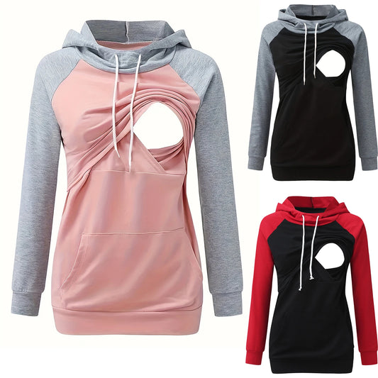 Maternity Nursing Hoodie with Kangaroo Pocket