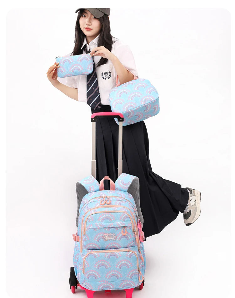 All-Terrain School Companion: Waterproof Rolling Backpack for Girls