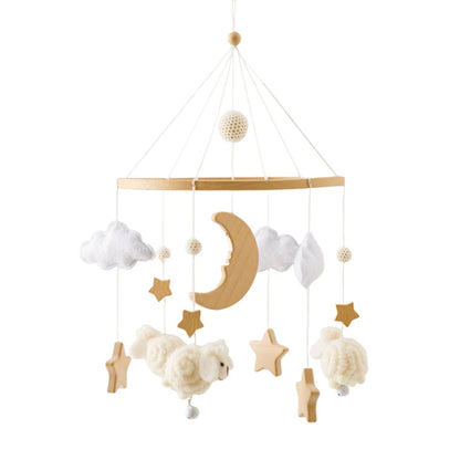 Baby Crib Mobile with Music Box – Wooden Hanging Plush Toy Bell for Newborns