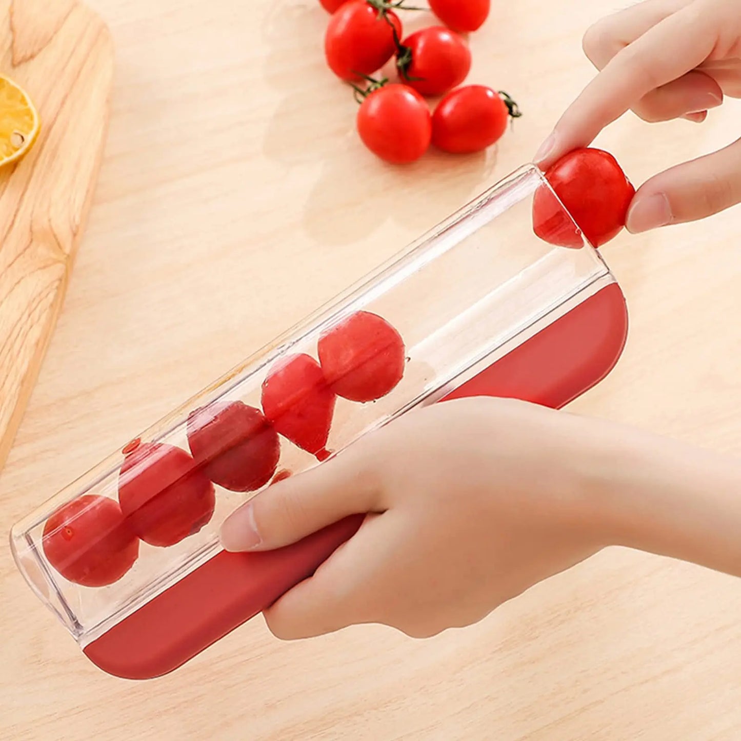 Easy Salad Fruit Cutter Tool for Tomatoes and Grapes