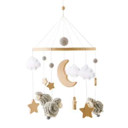 Baby Crib Mobile with Music Box – Wooden Hanging Plush Toy Bell for Newborns