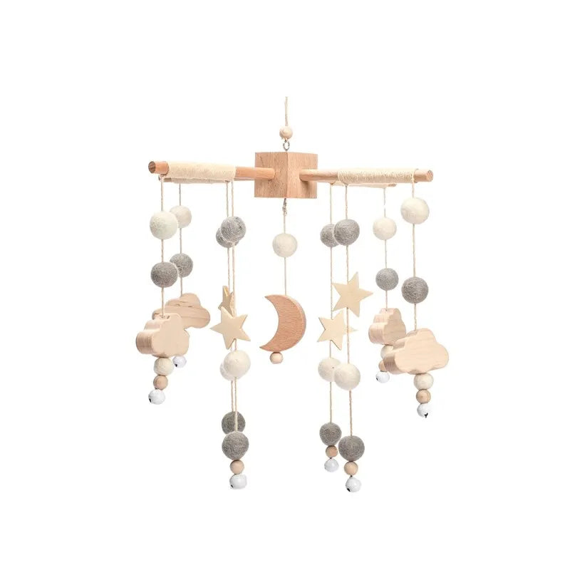 Baby Crib Mobile with Music Box – Wooden Hanging Plush Toy Bell for Newborns