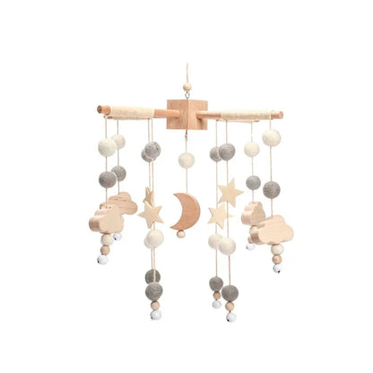 Baby Crib Mobile with Music Box – Wooden Hanging Plush Toy Bell for Newborns