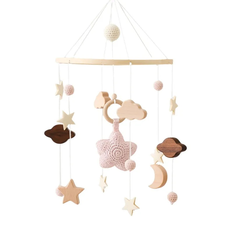 Baby Crib Mobile with Music Box – Wooden Hanging Plush Toy Bell for Newborns